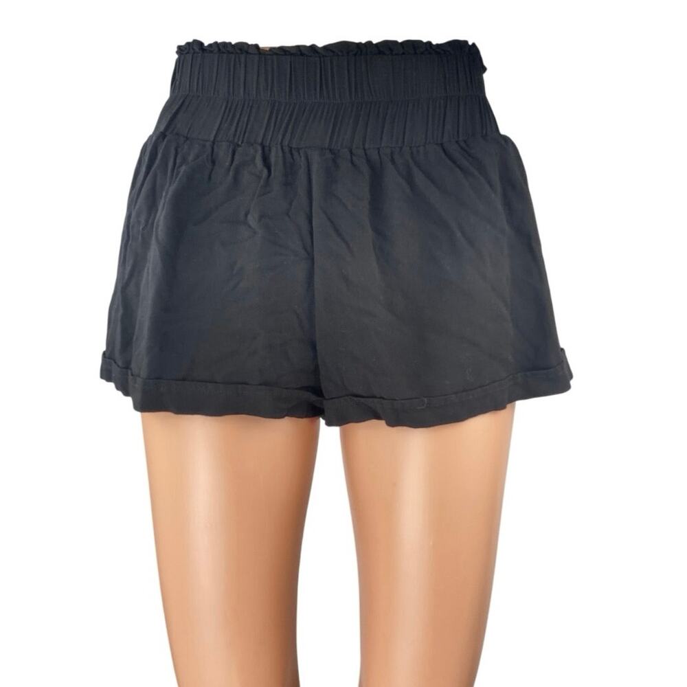 Princess Polly Women's Black Pull On Smocked High Waisted Mini Shorts Size 2